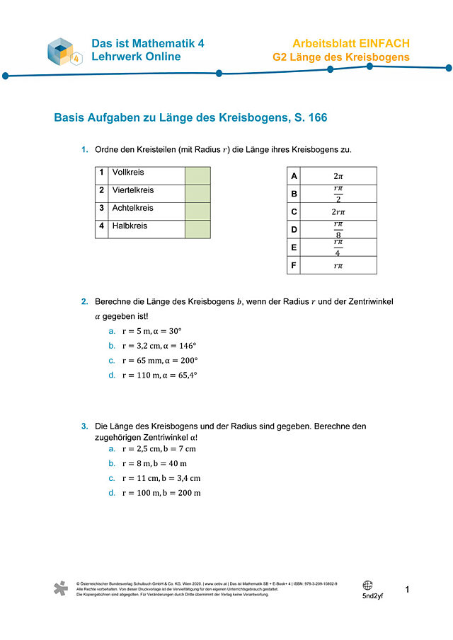 Üben - Länge des Kreisbogens