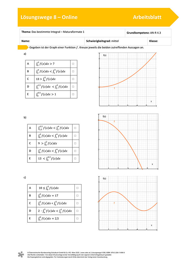 Das bestimmte Integral - Maturaformate 1