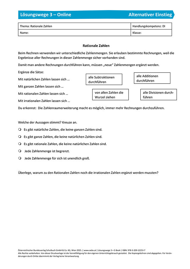 Alternativer Einstieg - Abschnitt B