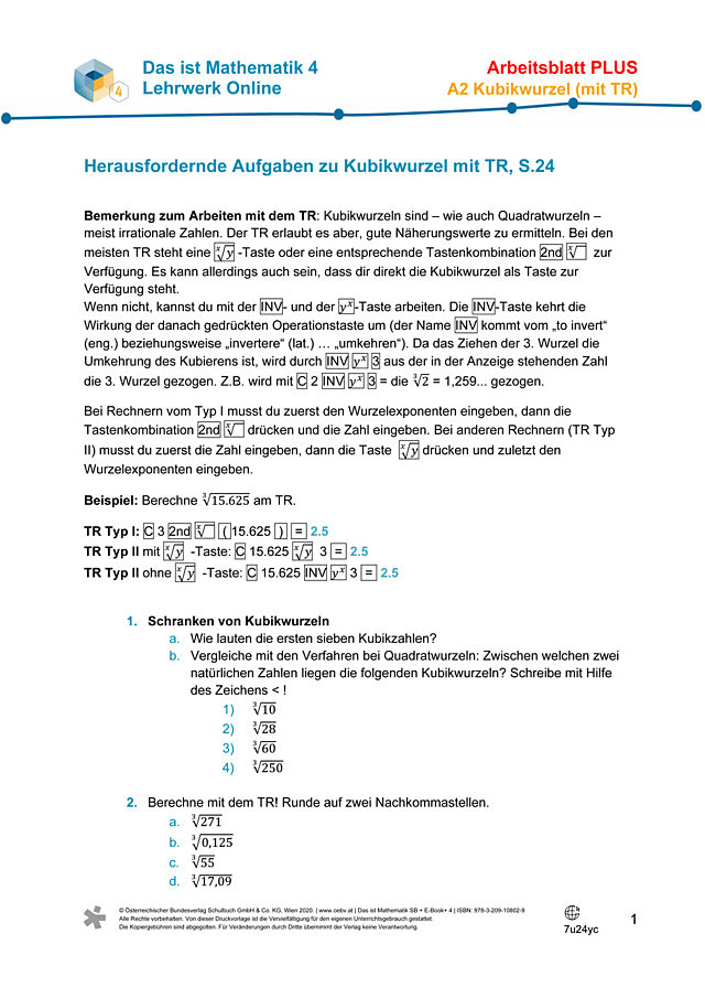 Üben - Kubikwurzel