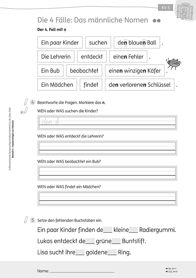 KV5 Die 4 Fälle: Das männliche Nomen II