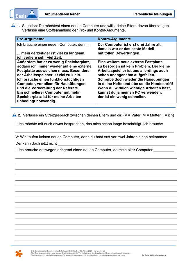 Argumentieren lernen