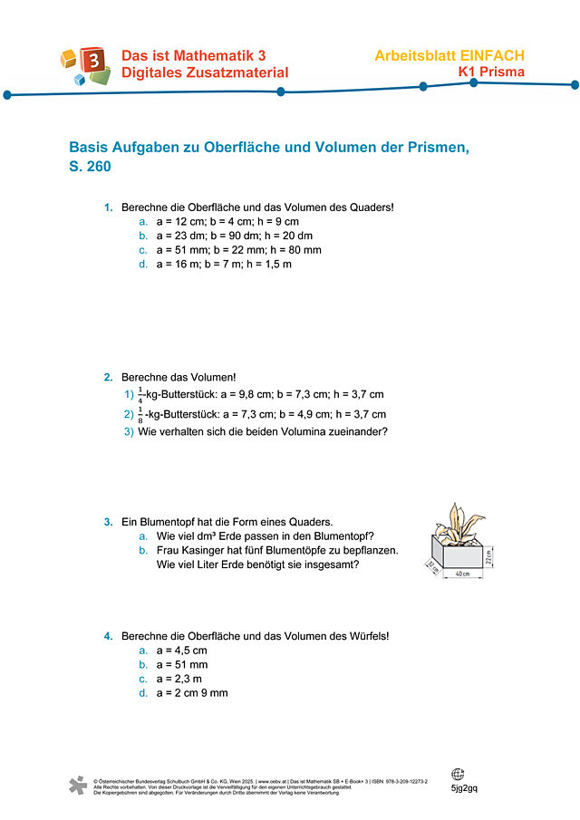 Volumen (Rauminhalt) des Prismas