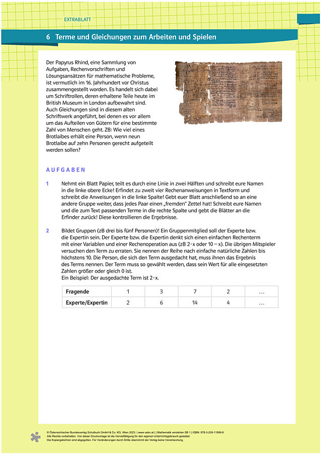Kapitel 6, Extrablatt 2