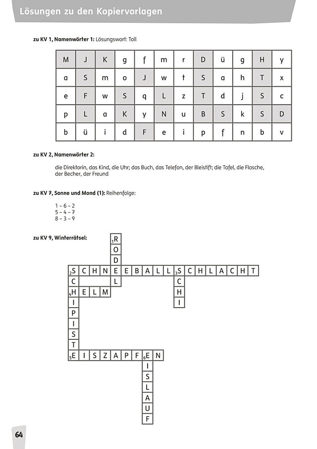 Lösungen zu den Kopiervorlagen