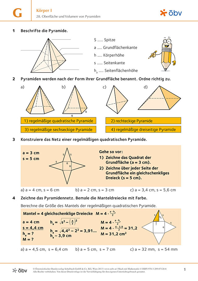 28. Oberfläche und Volumen von Pyramiden