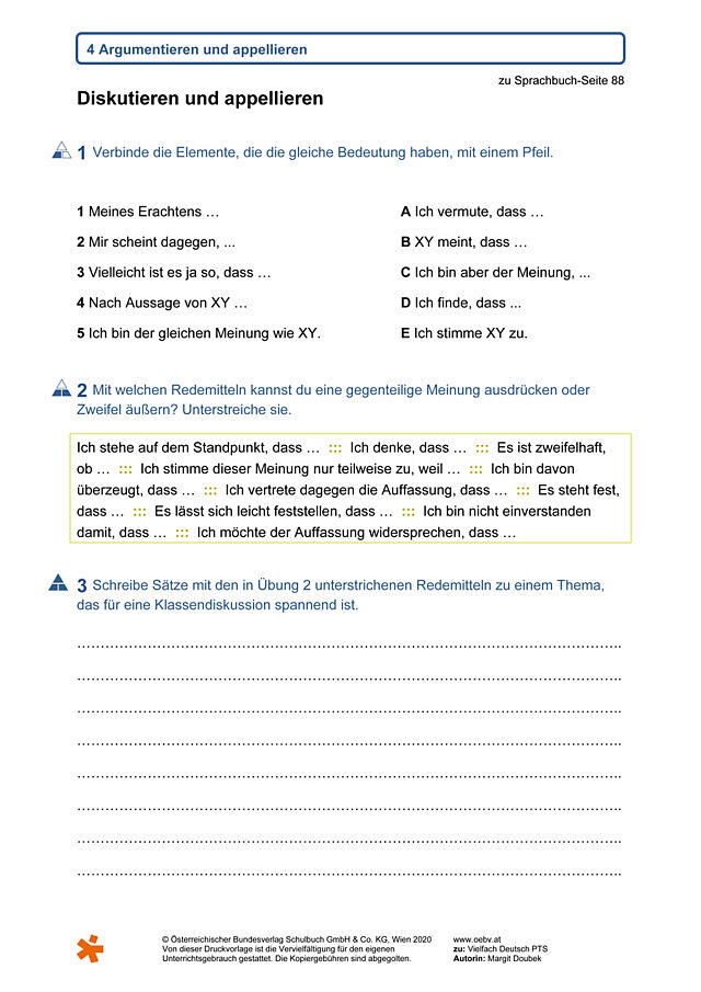 Diskutieren und appellieren