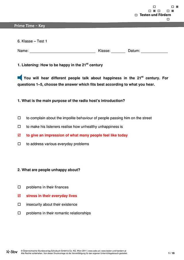 Test 1 Lösungen und GERS-Hinweise
