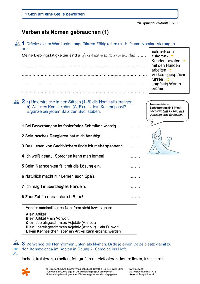 Verben als Nomen gebrauchen (1)
