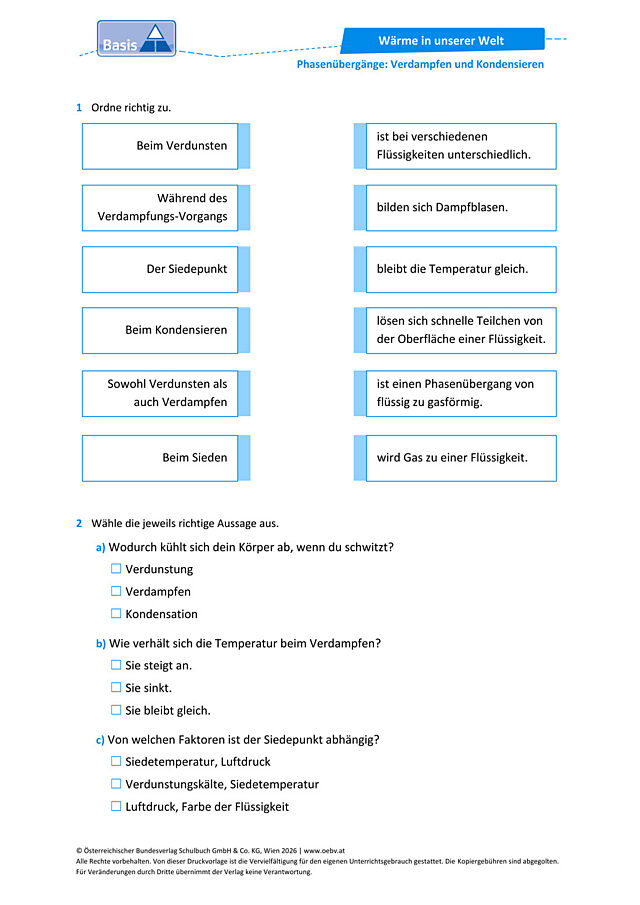 Phasenübergänge: Verdampfen und Kondensieren