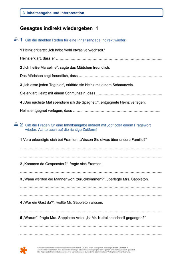 Gesagtes indirekt wiedergeben  1