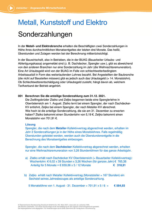 Sonderzahlungen (2021)