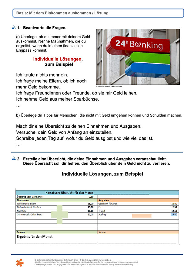 Mit Einkommen auskommen