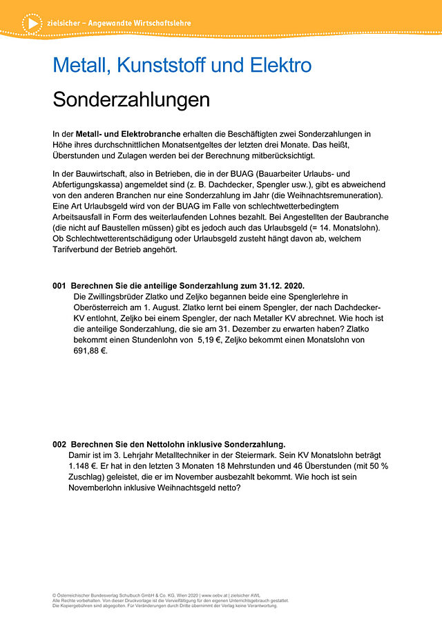 Sonderzahlungen