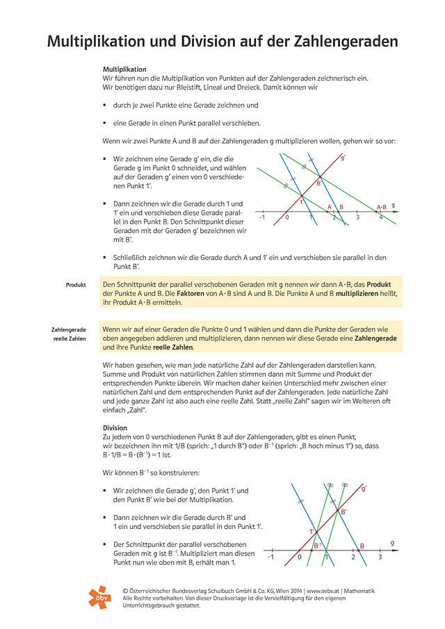 Multiplikation und Division auf der Zahlengeraden