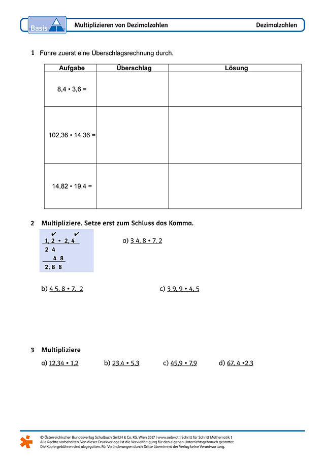 Multiplizieren von Dezimalzahlen