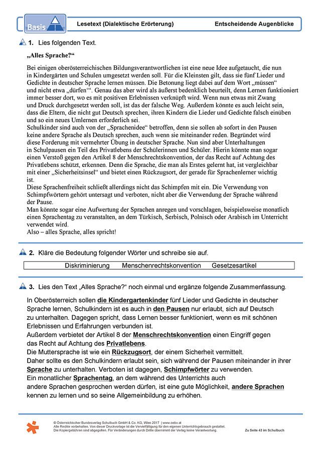Lesetext (Dialektische Erörterung)