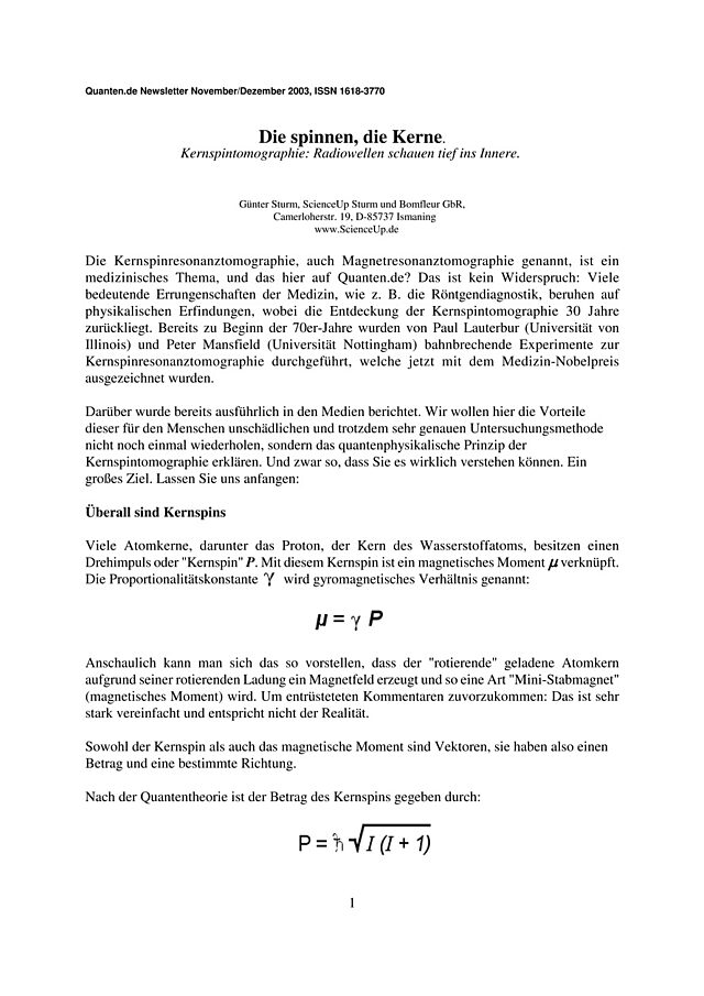 Die spinnen, die Kerne - Artikel