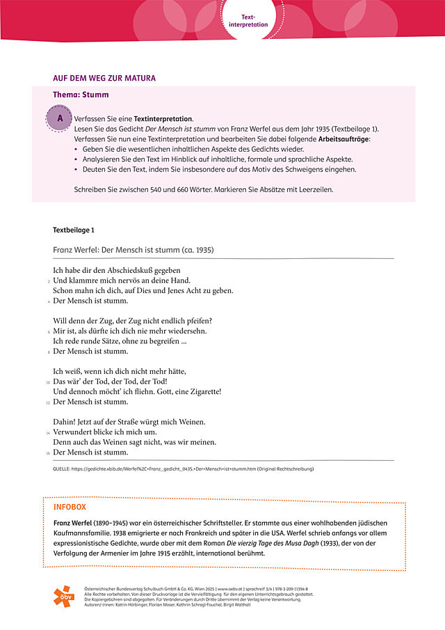 Textinterpretation: Stumm