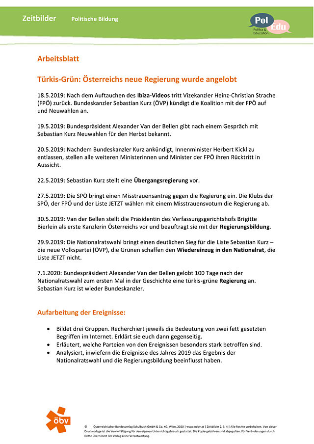 Türkis-Grün - Österreichs neue Regierung wurde angelobt (Jänner 2020)