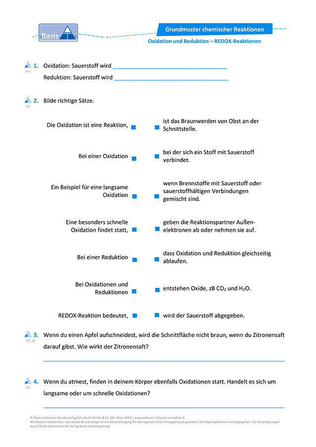 Oxidation und Reduktion - REDOX-Reaktionen