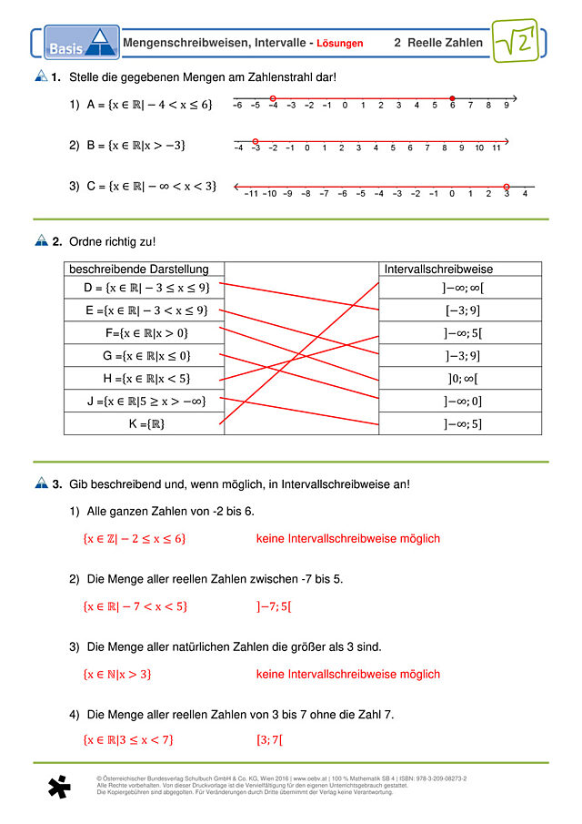 Mengenschreibweisen, Intervalle