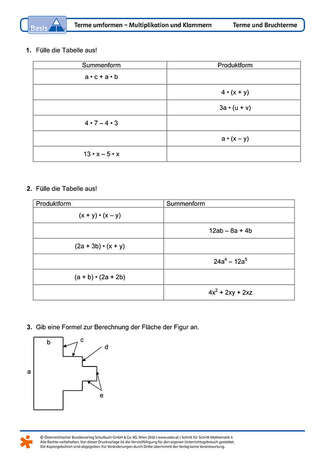 Terme umformen - Multiplikation und Klammern