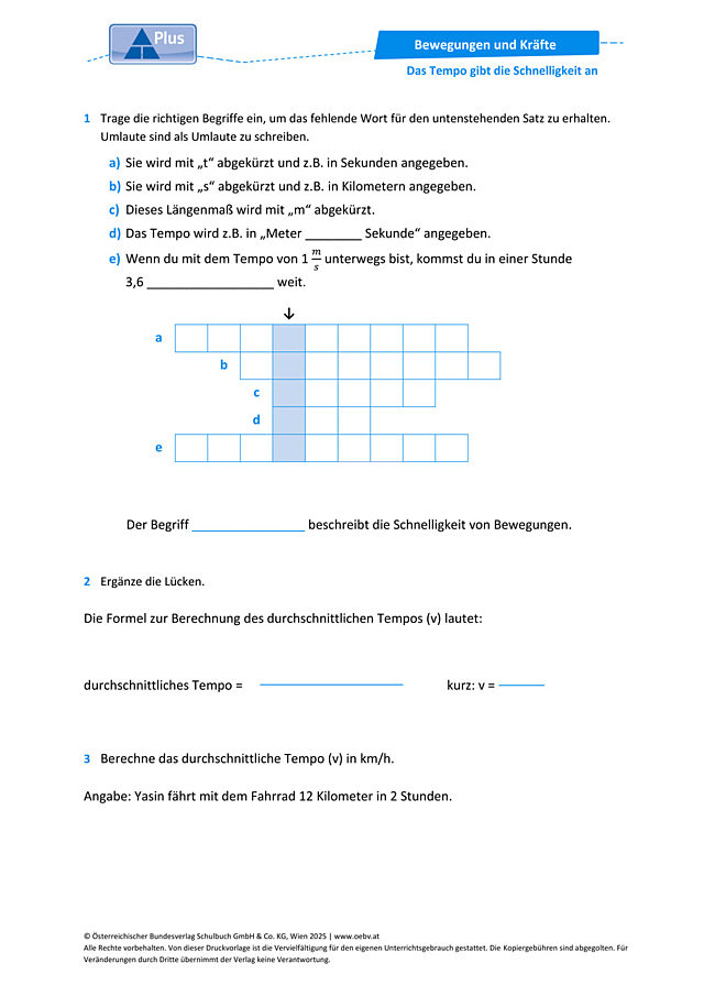 Das Tempo gibt die Schnelligkeit an
