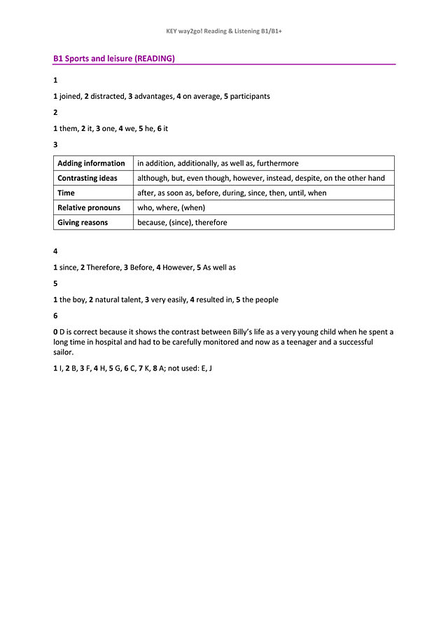 Key B1 Reading & Listening