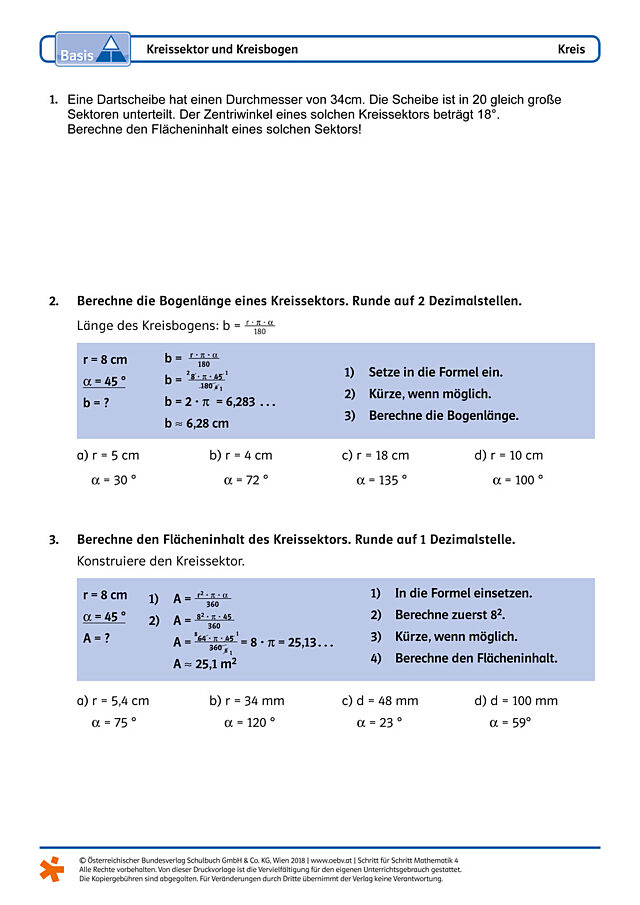 Kreissektor und Kreisbogen