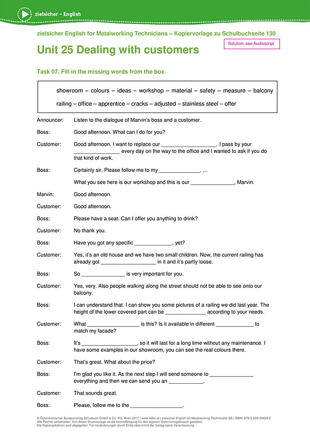 Lückentext Listening