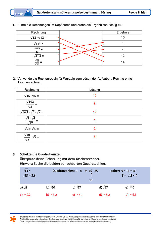 Quadratwurzeln näherungsweise bestimmen