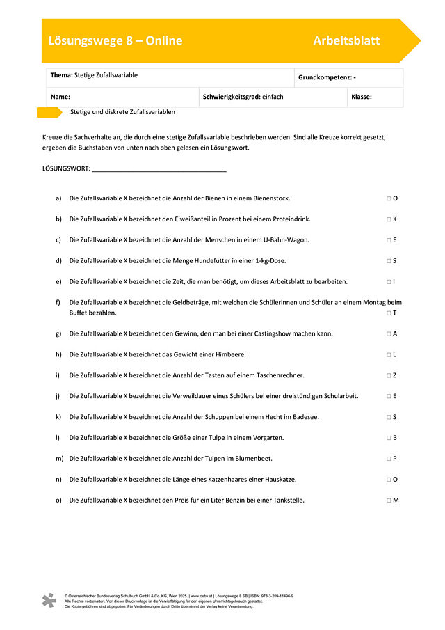 Stetige Zufallsvariable