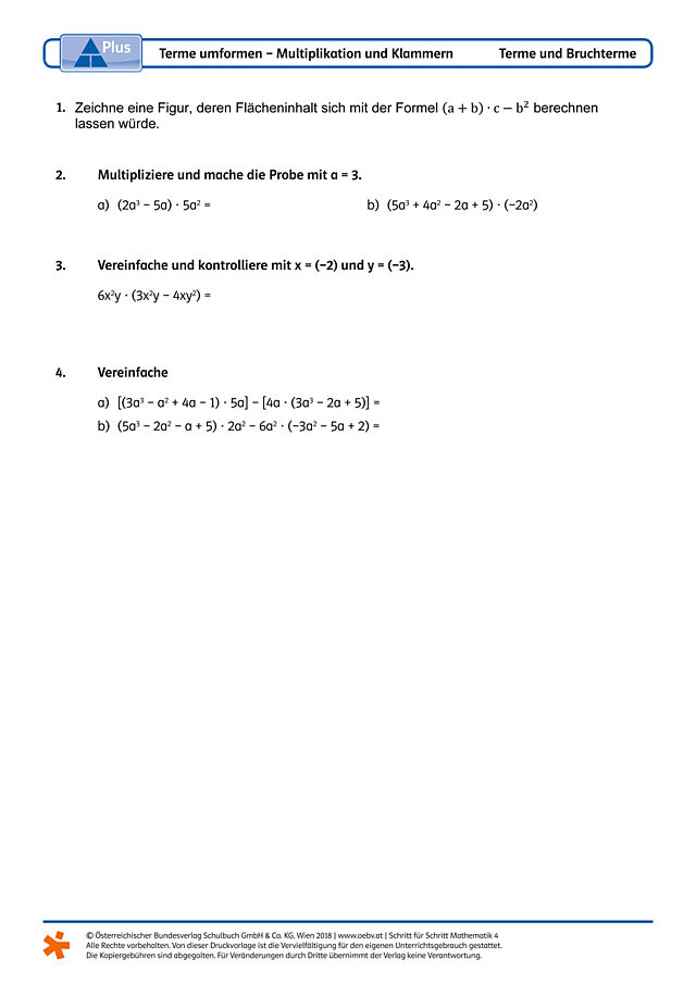 Terme umformen - Multiplikation und Klammern