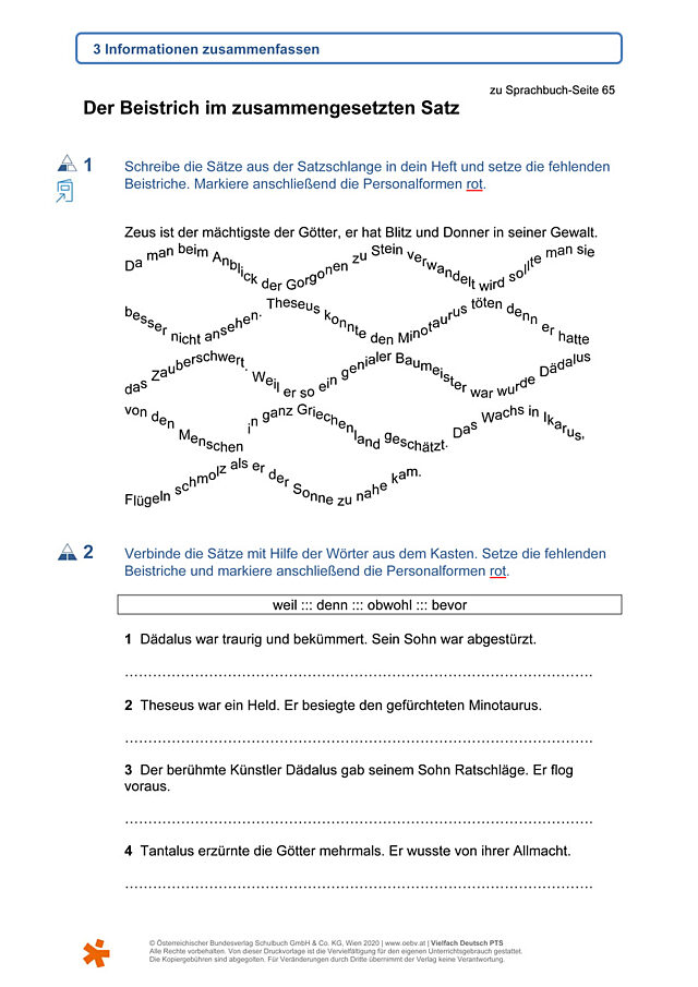 Der Beistrich in zusammengesetzten Sätzen