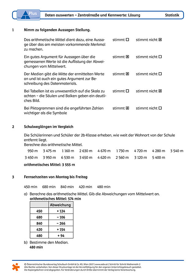Daten auswerten − Zentralmaße und Kennwerte