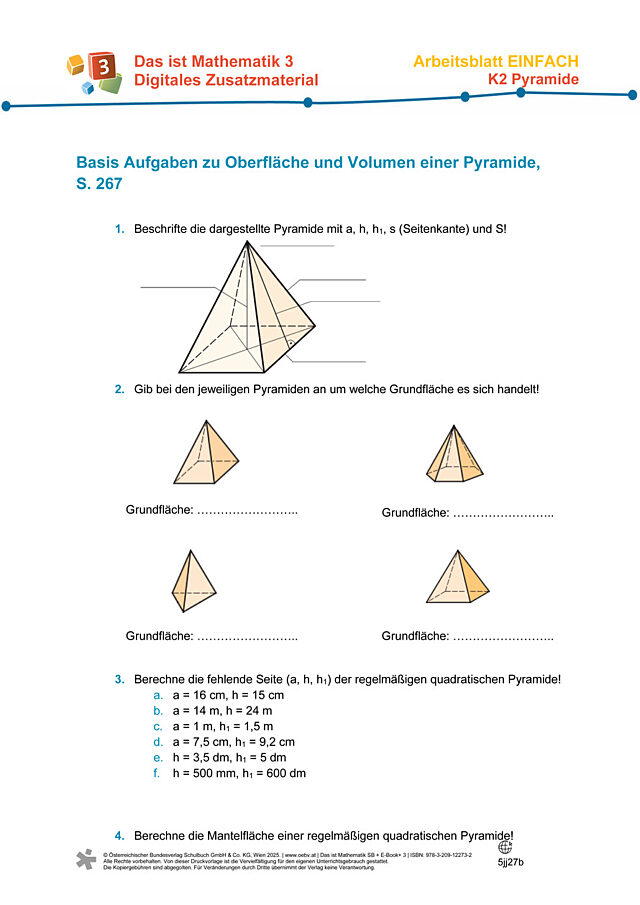 Volumen (Rauminhalt) der Pyramide