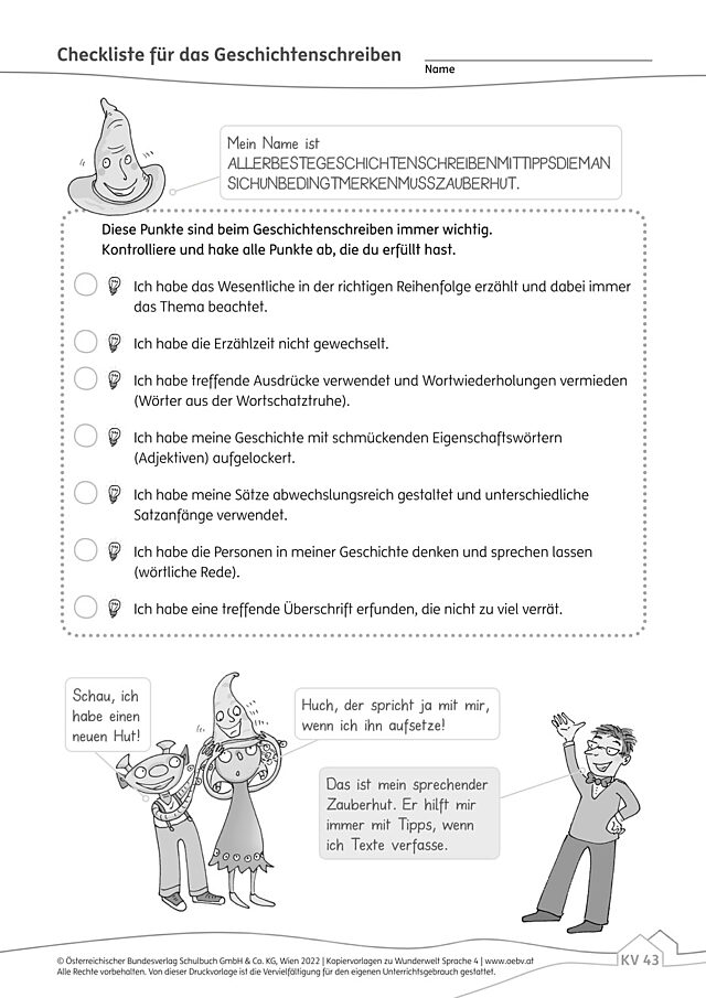 Checkliste für das Geschichtenschreiben
