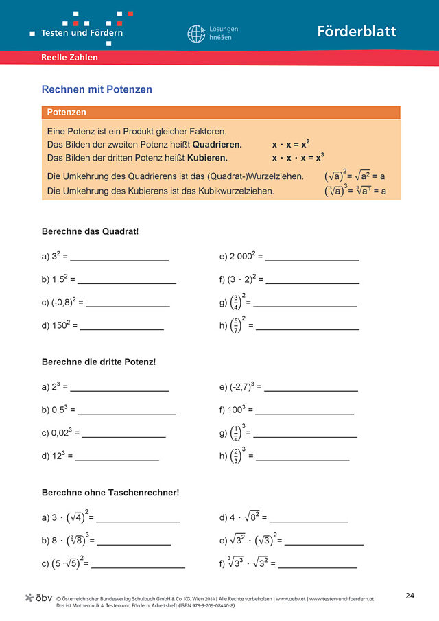 Rechnen mit Potenzen