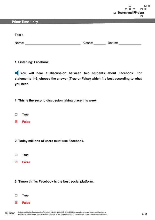 Test 4 Lösungen und GERS-Hinweise