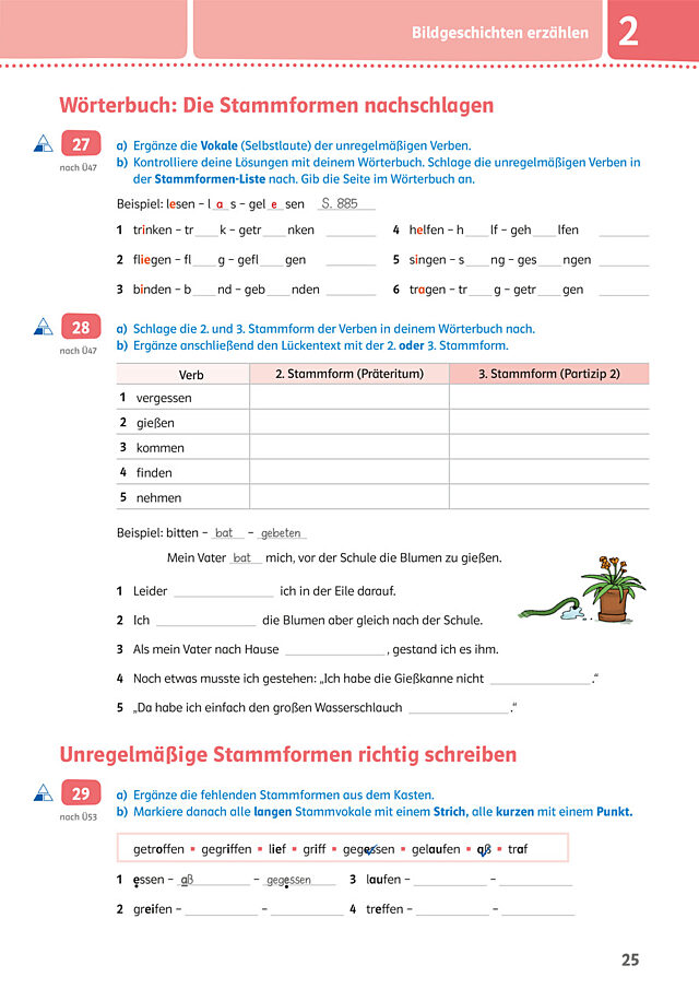Wörterbucharbeit - Stammformen nachschlagen