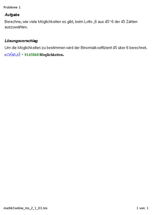 Anzahl an Möglichkeiten berechnen