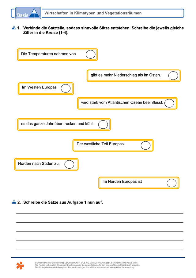 Wirtschaften in Klimatypen und Vegetationsräumen