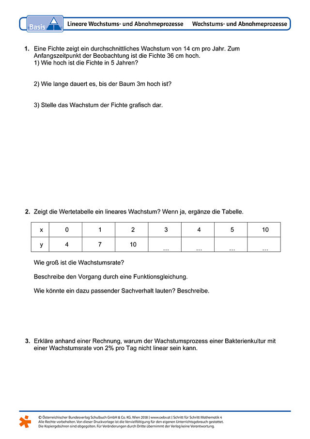 Lineare Wachstums- und Abnahmeprozesse