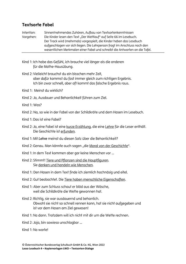 Textsortendialog: Fabel, Transkript