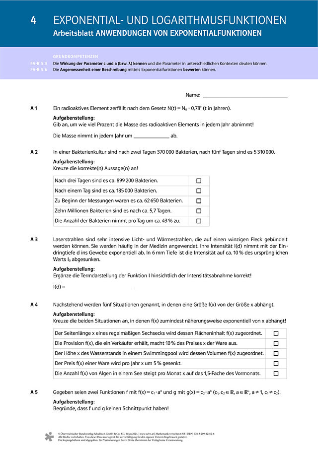 Anwendungen von Exponentialfunktionen