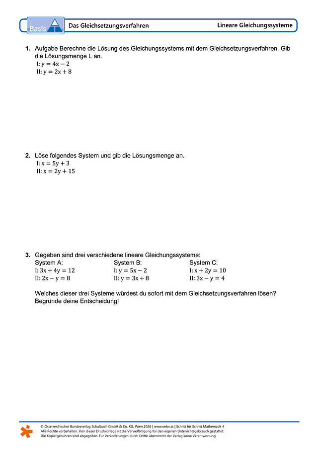Das Gleichsetzungsverfahren