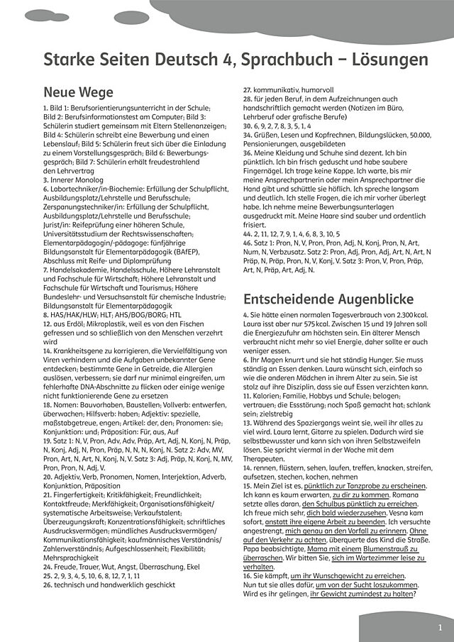 Lösungen zum Sprachbuch