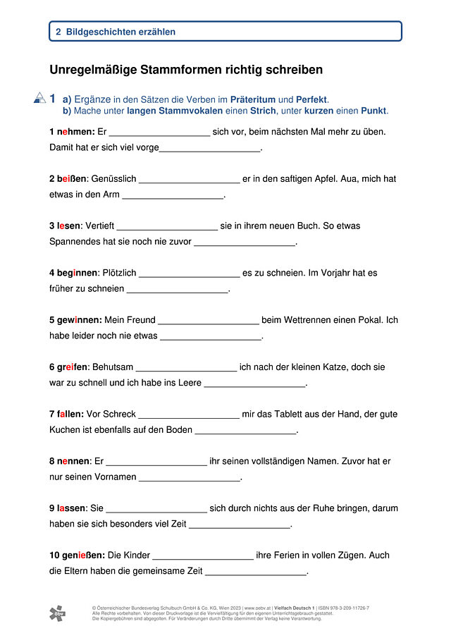 unregelmäßige Stammformen