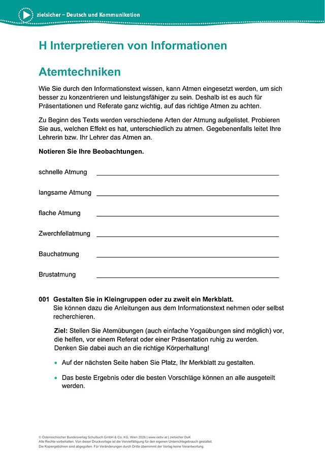 Atemtechniken – Merkblatt gestalten